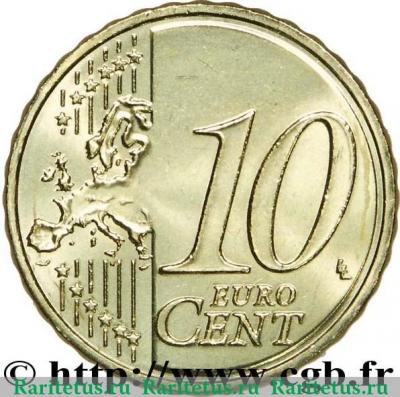 Реверс монеты 10 евроцентов 2007-2019 годов   Люксембург