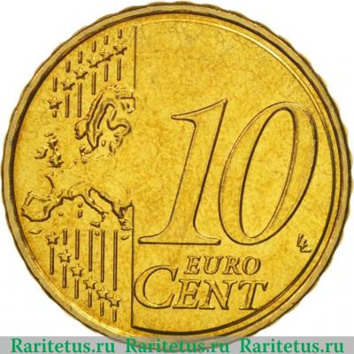 Реверс монеты 10 евроцентов 2008-2019 годов   Мальта