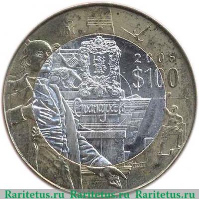 Реверс монеты 100 песо 2006 года   Мексика