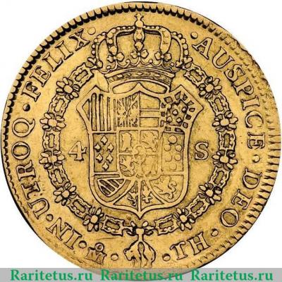 Реверс монеты 4 эскудо 1792-1808 годов   Мексика