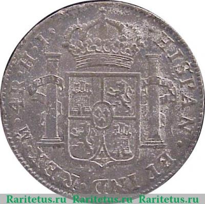 Реверс монеты 4 реала 1809-1812 годов   Мексика