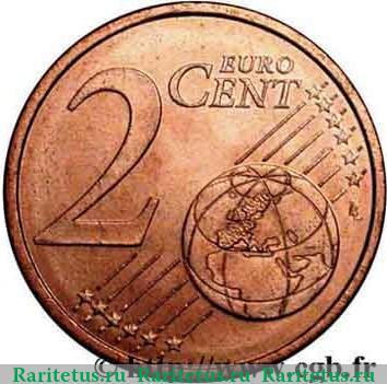 Реверс монеты 2 евроцента 2001-2005 годов   Монако