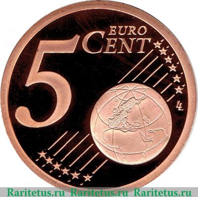 Реверс монеты 5 евроцентов 2006-2017 годов   Монако