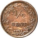 Реверс монеты ½ цента 1878-1901 годов   Нидерланды