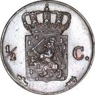 Реверс монеты ½ цента 1841-1847 годов   Нидерланды