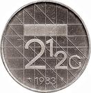 Реверс монеты 2½ гульдена 1982-2001 годов   Нидерланды