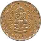 Реверс монеты ½ пенни 1949-1952 годов   Новая Зеландия