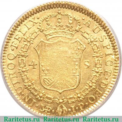 Реверс монеты 4 эскудо 1814-1821 годов   Перу