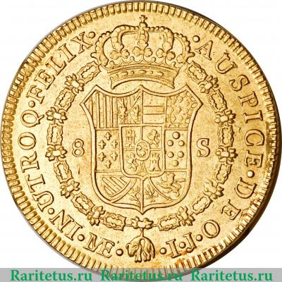 Реверс монеты 8 эскудо 1789-1791 годов   Перу