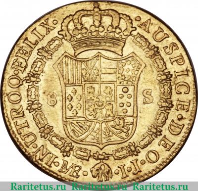 Реверс монеты 8 эскудо 1792-1808 годов   Перу