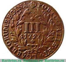 Реверс монеты 3 рейса 1797 года   Португалия