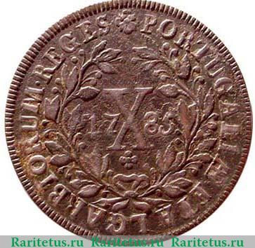 Реверс монеты 10 рейсов 1782-1785 годов   Португалия