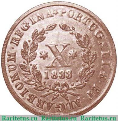Реверс монеты 10 рейсов 1833 года   Португалия