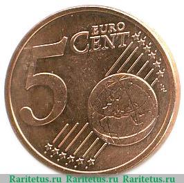 Реверс монеты 5 евроцентов 2009-2019 годов   Словакия