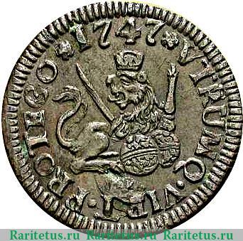 Реверс монеты 1 мараведи 1746-1747 годов   Испания