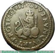 Реверс монеты 1 мараведи 1718-1720 годов   Испания
