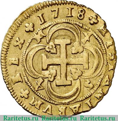 Реверс монеты 4 эскудо 1701-1718 годов   Испания