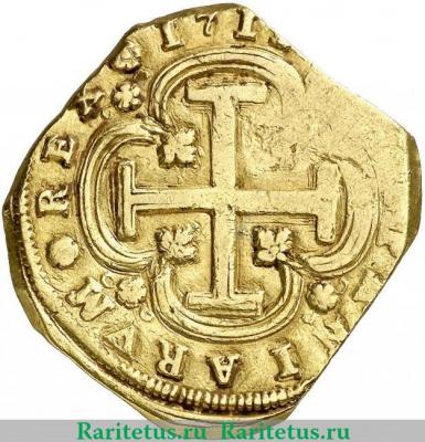 Реверс монеты 8 эскудо 1711-1714 годов   Испания
