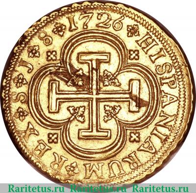 Реверс монеты 8 эскудо 1719-1729 годов   Испания
