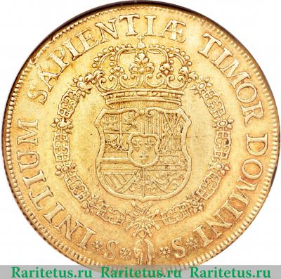 Реверс монеты 8 эскудо 1729-1738 годов   Испания