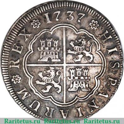 Реверс монеты 4 реала 1728-1740 годов   Испания