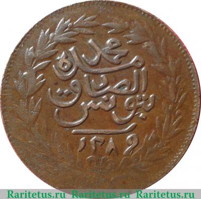 Реверс монеты 2 харуб 1872-1873 годов   Тунис