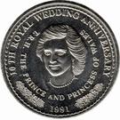 Реверс монеты 1 крона 1991 года   Тёркс и Кайкос