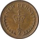 Реверс монеты ½ нового пенни 1971-1981 годов   Великобритания