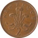 Реверс монеты 2 новых пенса 1971-1981 годов   Великобритания