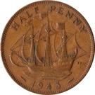 Реверс монеты ½ пенни 1937-1948 годов   Великобритания