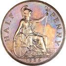 Реверс монеты ½ пенни 1926-1927 годов   Великобритания