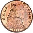 Реверс монеты ½ пенни 1928-1936 годов   Великобритания