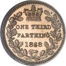Реверс монеты ⅓ фартинга 1866-1885 годов   Великобритания