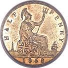 Реверс монеты ½ пенни 1860-1873 годов   Великобритания