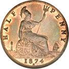 Реверс монеты ½ пенни 1874-1894 годов   Великобритания