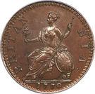 Реверс монеты ½ пенни 1770-1775 годов   Великобритания