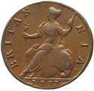 Реверс монеты ½ пенни 1729-1739 годов   Великобритания