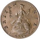 Реверс монеты ½ пенни 1740-1754 годов   Великобритания