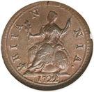 Реверс монеты 1 фартинг 1719-1724 годов   Великобритания