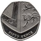 Реверс монеты 50 пенсов 2015-2019 годов   Великобритания