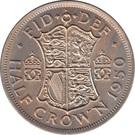 Реверс монеты 1/2 кроны (half crown) 1949-1951 годов   Великобритания