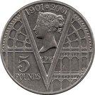 Реверс монеты 5 фунтов 2001 года   Великобритания