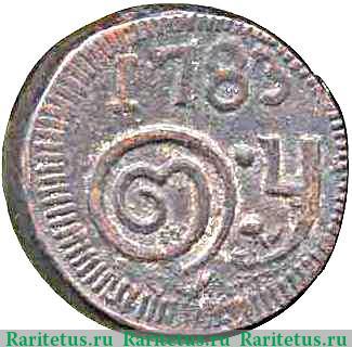 Реверс монеты 2 стювера 1783-1793 годов   Цейлон