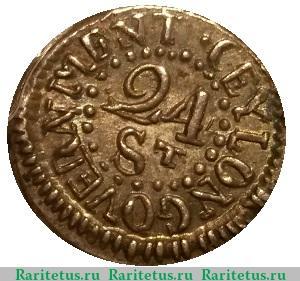 Реверс монеты 24 стивера 1803-1809 годов   Цейлон