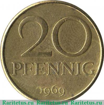 Реверс монеты 20 пфеннигов 1969-1990 годов   Германия - ГДР