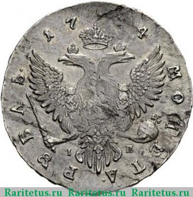 Реверс монеты 1 рубль 1754 года ММД-IП лента узкая