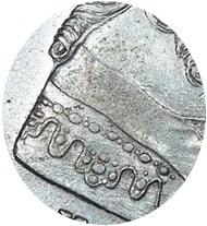 Деталь монеты 1 рубль 1754 года ММД-МБ лента узкая