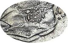 Деталь монеты 1 рубль 1741 года СПБ погрудный портрет
