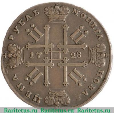Реверс монеты 1 рубль 1728 года  IМПЕРАТОЬ