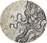 Деталь монеты 1 рубль 1729 года  с лентами, со звездой